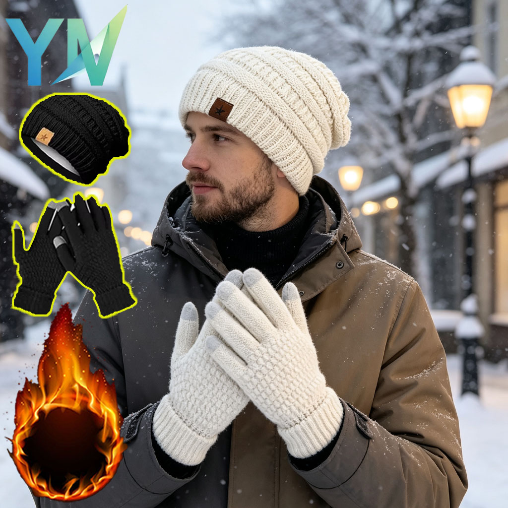 1-5PCS Winter Hat Gloves Set F - Running Gear For Winter ulasan dan harga