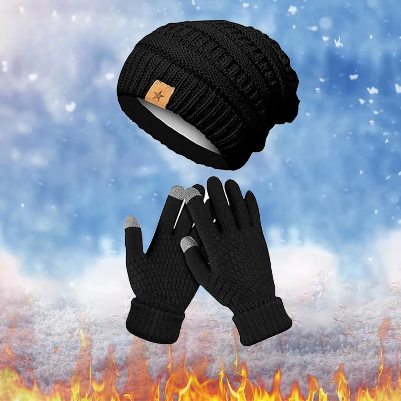 1-5PCS Winter Hat Gloves Set F - Running Gear For Winter ulasan dan harga